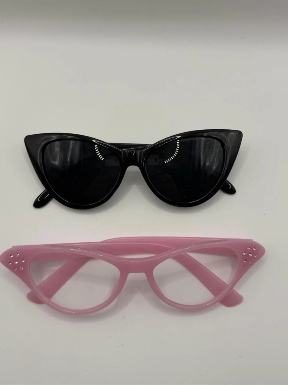 Retro Cat Eye Glasses Bundle Pink Rhinestone Frames & Black Sunglasses